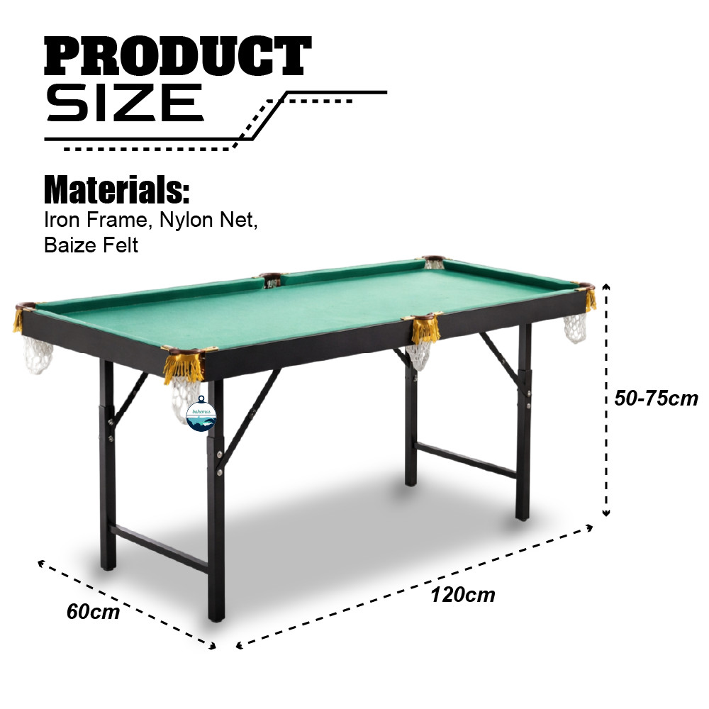 Pool Table 1.2m Adjustable Meja Pool Billiard Table Mini Pool Table ...