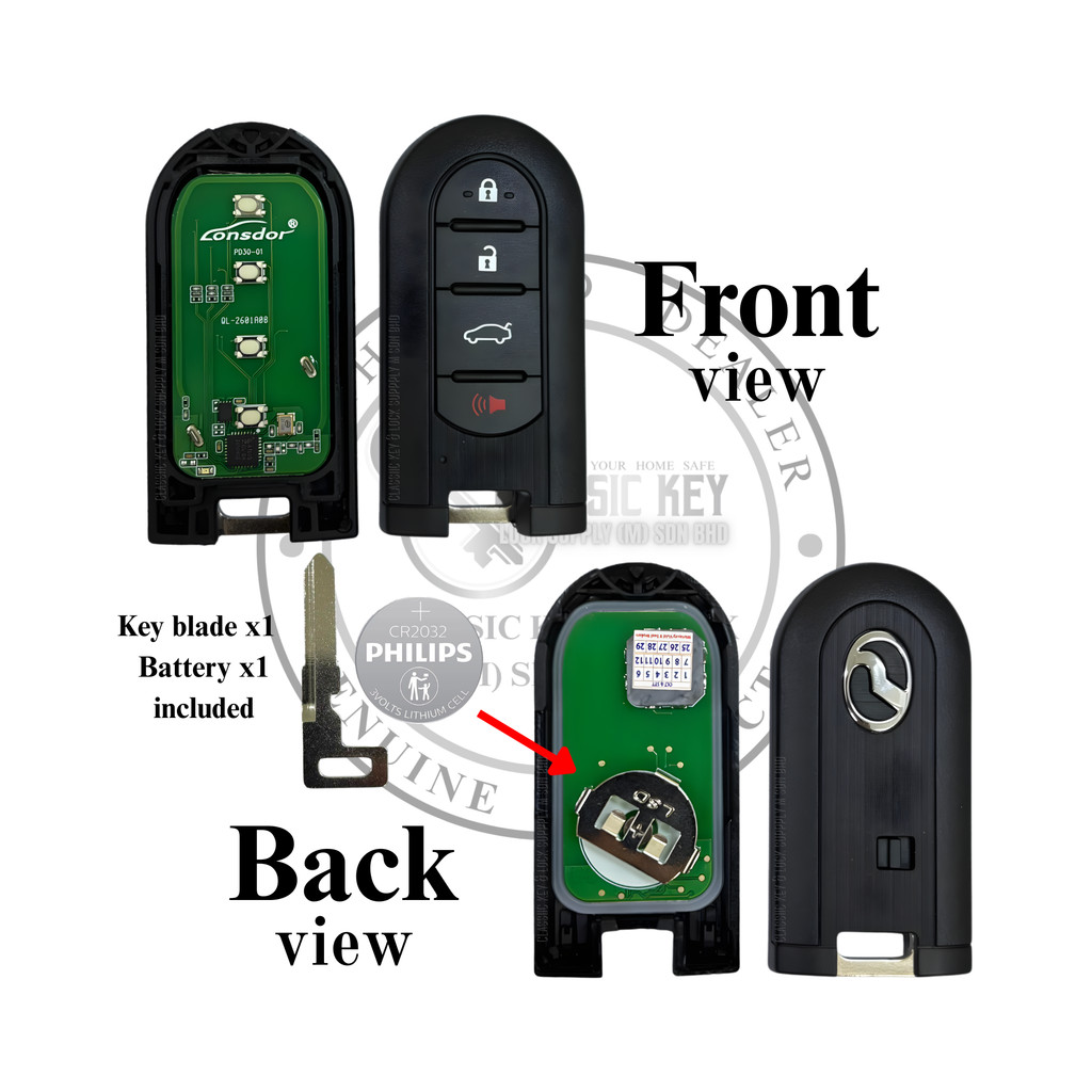 Perodua Smart Key Remote for Myvi Bezza Axia Aruz (3 Button / 4 Button ...