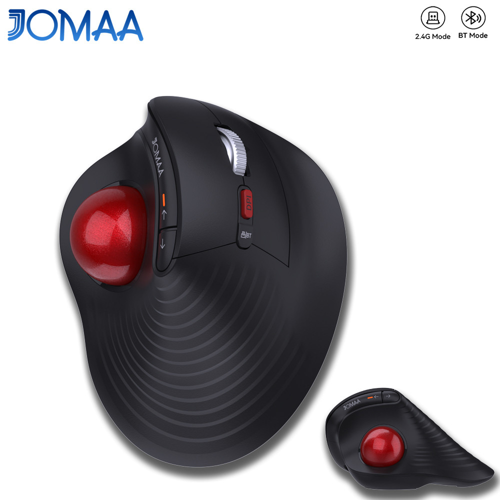 JOMAA Vertical Trackball Mouse Wireless Bluetooth Ergonomic Thumb ...