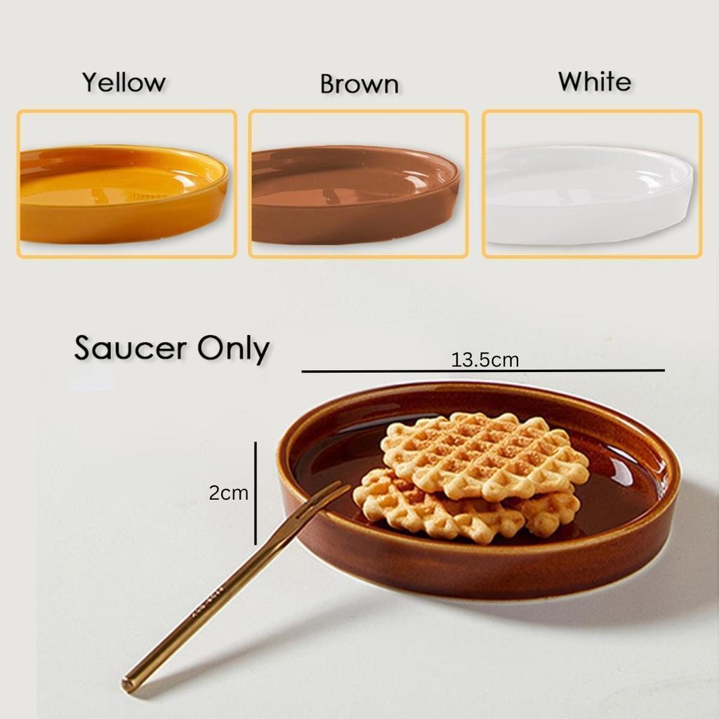 [DC] Round Mini Ceramic Dish Plate Korean Style 100ml Saucer Small Bowl ...
