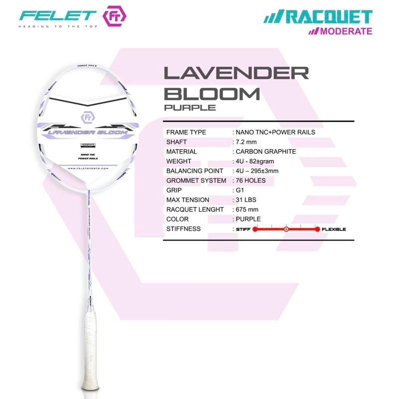 FELET BLOOM SERIES 4UG1 Badminton Racket MAX TENSION 31LBS Badminton ...
