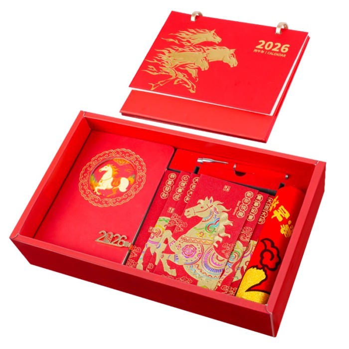 Leather Business Desk Calendar 2026 New Style Exquisite Gift Box Horse ...