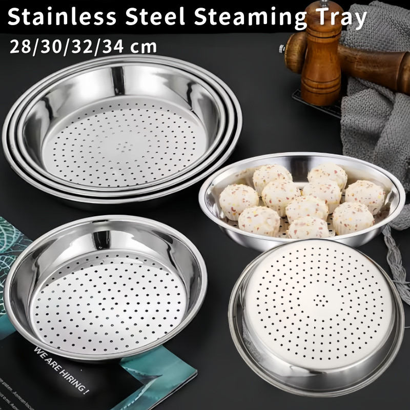28-34cm Stainless Steel Steaming Tray Dumplings Fish Cooking Gadgets ...