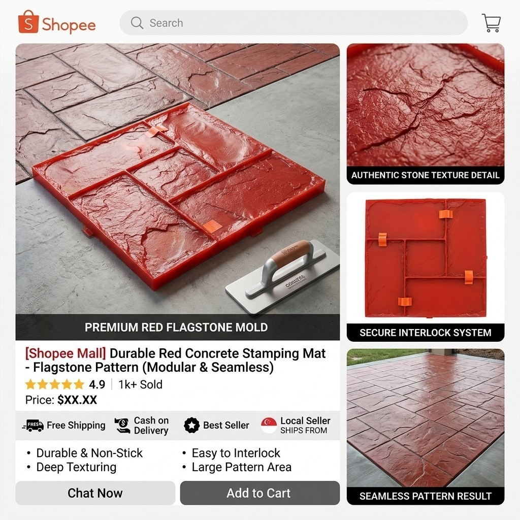 Concrete Floor Pattern Mold Acuan Simen Corak Lantai Stamp Imprint DIY ...
