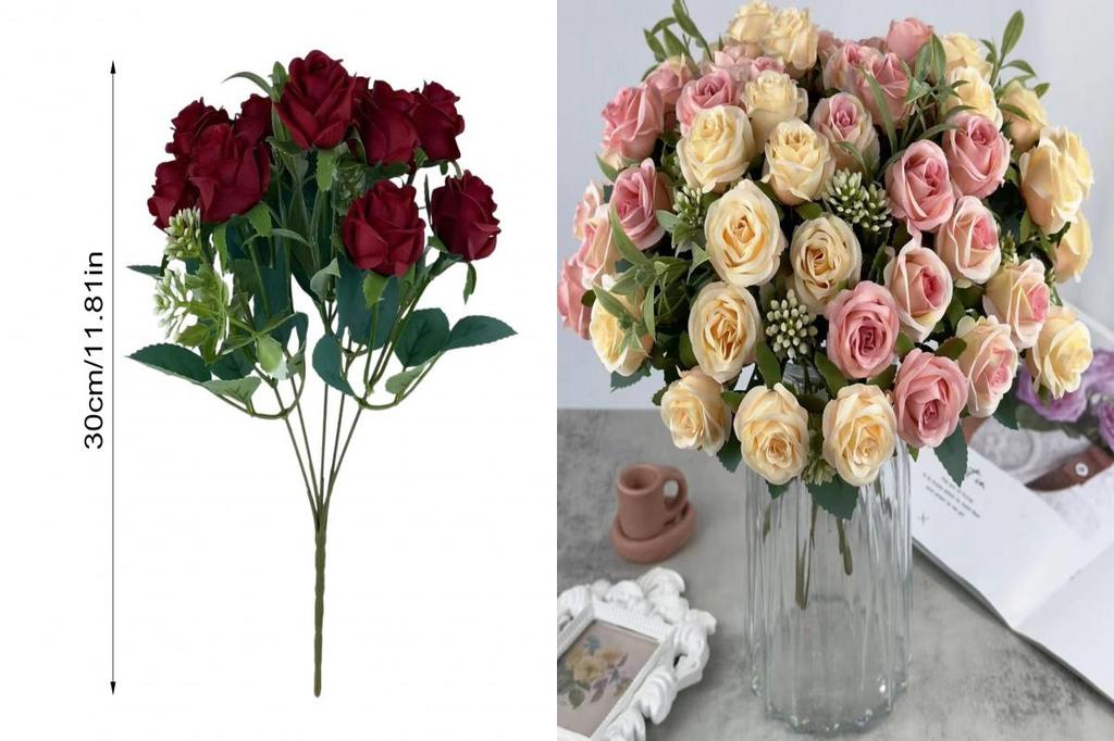 RAN Artificial Blooms Realistic Flowers Artificial Rose Flower Multi ...