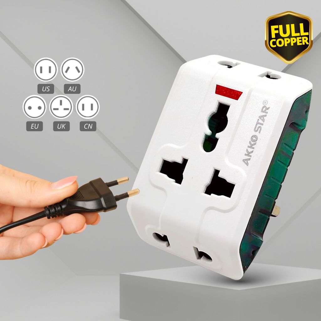 AKKO STAR 3 Way Adaptor Adapter Plug 3 Pin Socket Plug Extension Socket ...