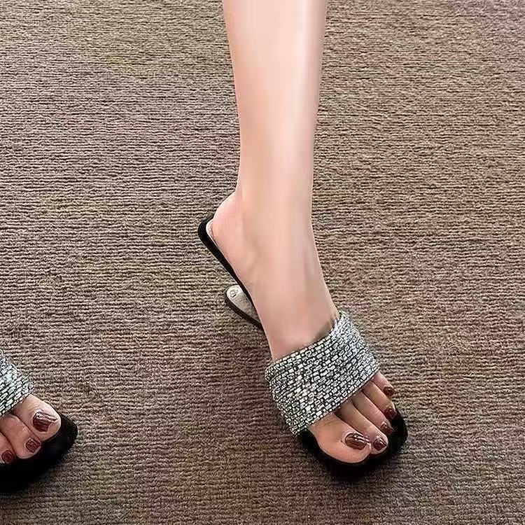 High Heels Women Round Toe Thick Heel Slip-On | Shopee Malaysia
