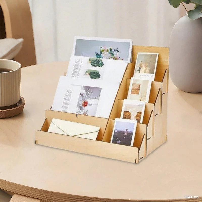 Wooden Table Storage Rack / Postcard Brochure Greeting Card Display ...