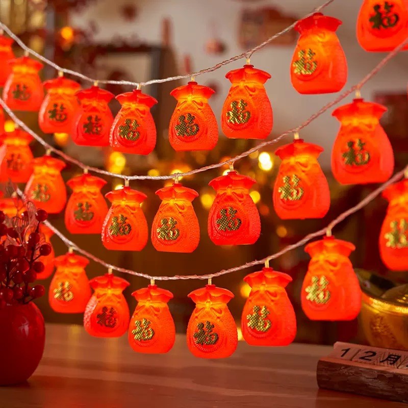 燈籠 新年 2026 Lucky Bag Lantern Year of The Horse String Lights Chinese ...