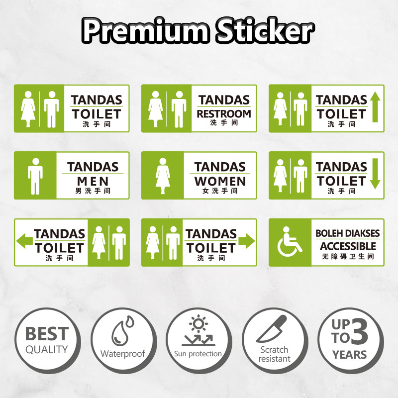 Toilet Restroom Tandas Sticker Men Women Accessible Premium Waterproof ...