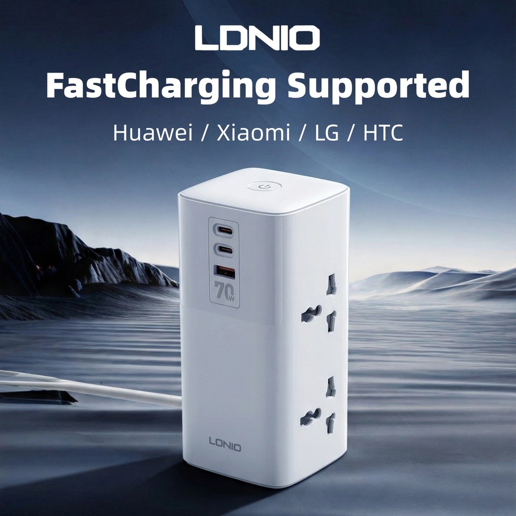 LDNIO SC4383 Tower Extension Socket with 70W PD +QC 3.0 Universal Ports ...