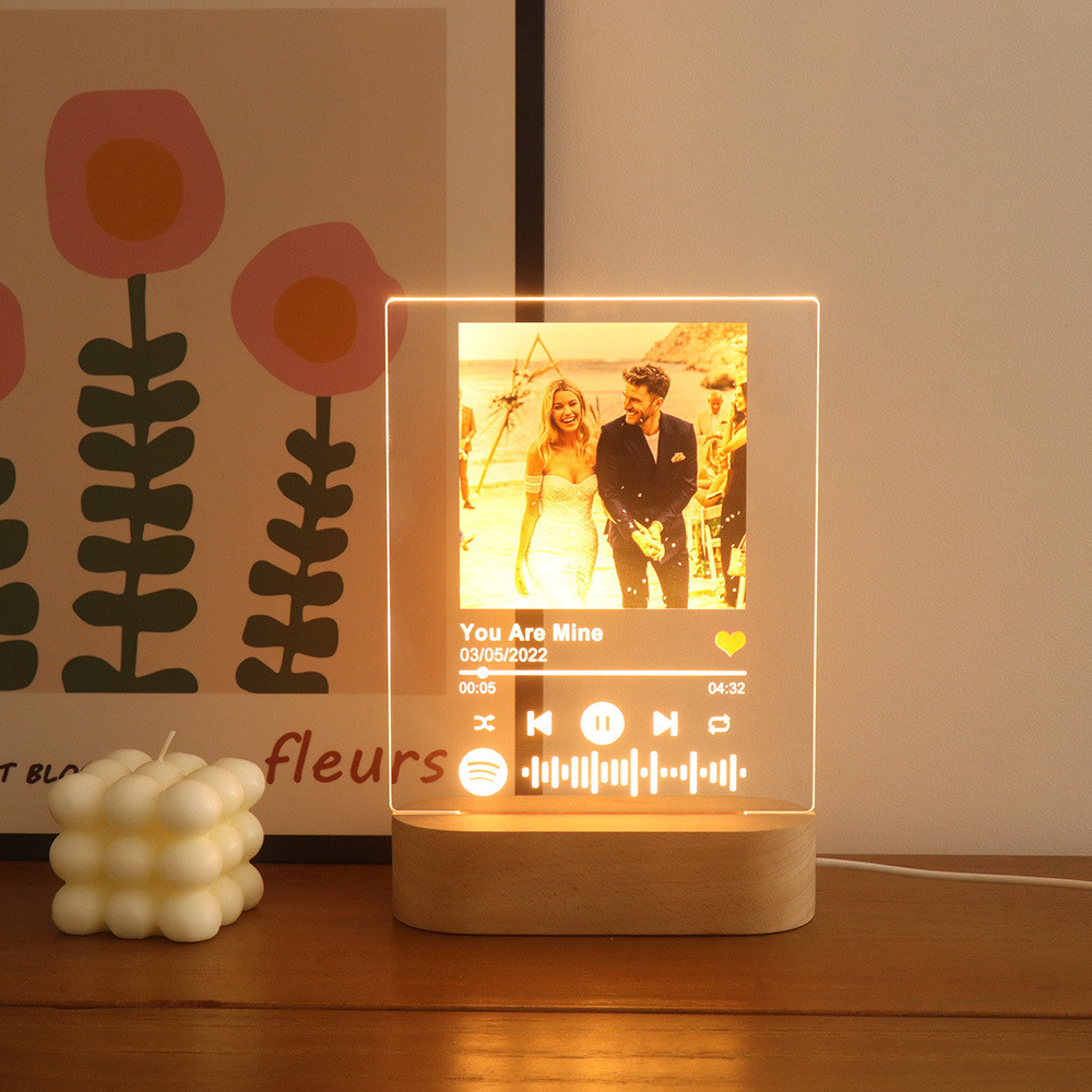 Personalised Acrylic Spotify Music Photo Plaque with LED Night Light ...
