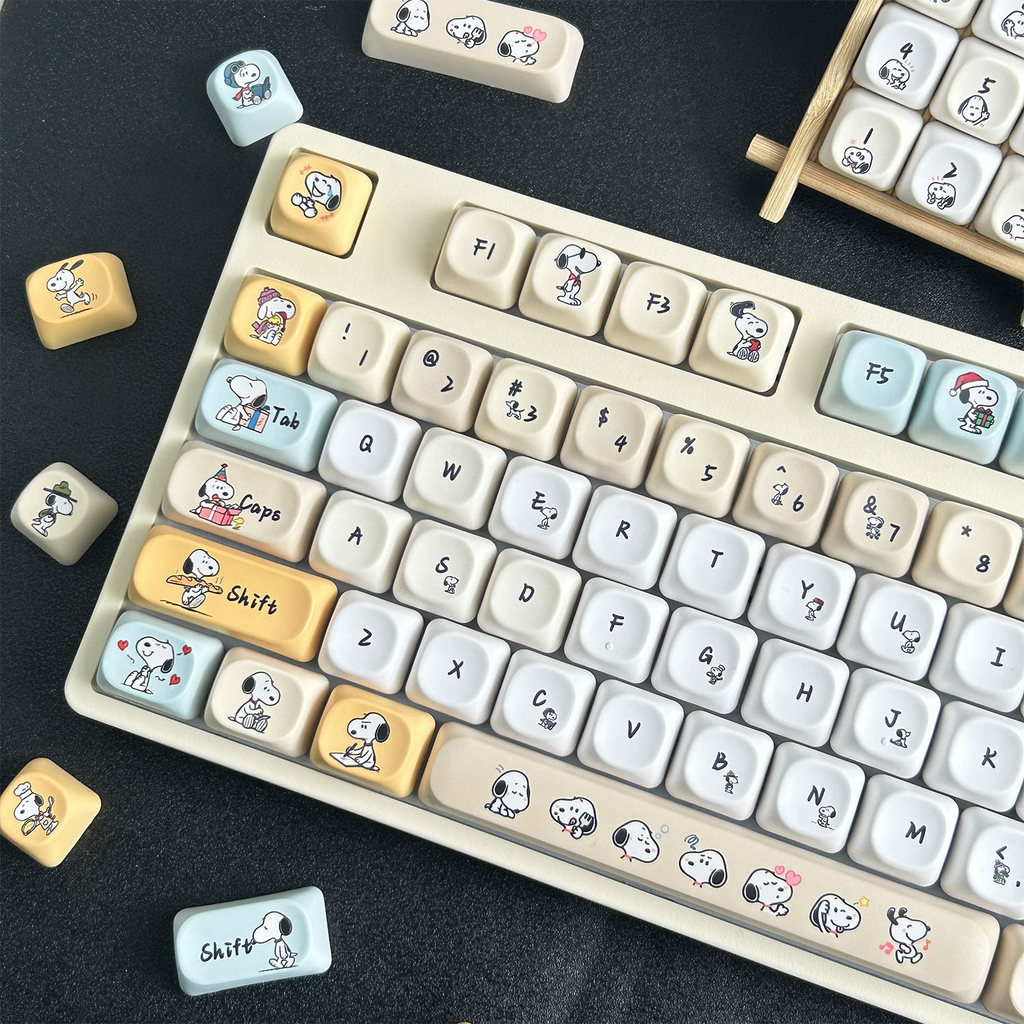 MAIMOOO Snoopy Keycap MOA Profile 130 Keys PBT Dye Sublimation Aula F75 ...