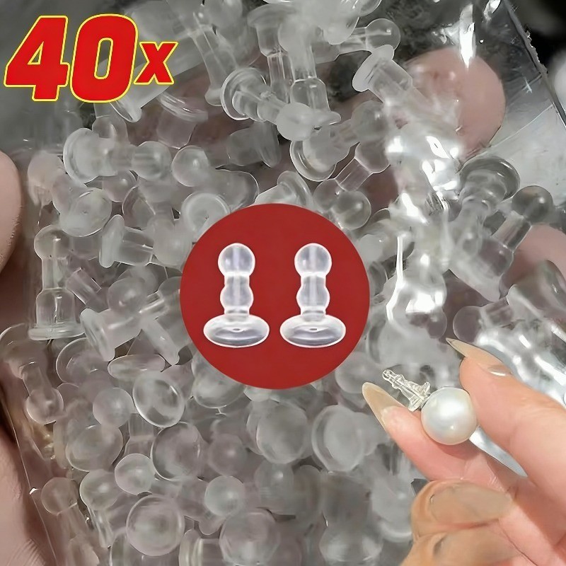 10-40Pcs Transparent Earplugs - DIY Earring Findings Accessories - Anti ...