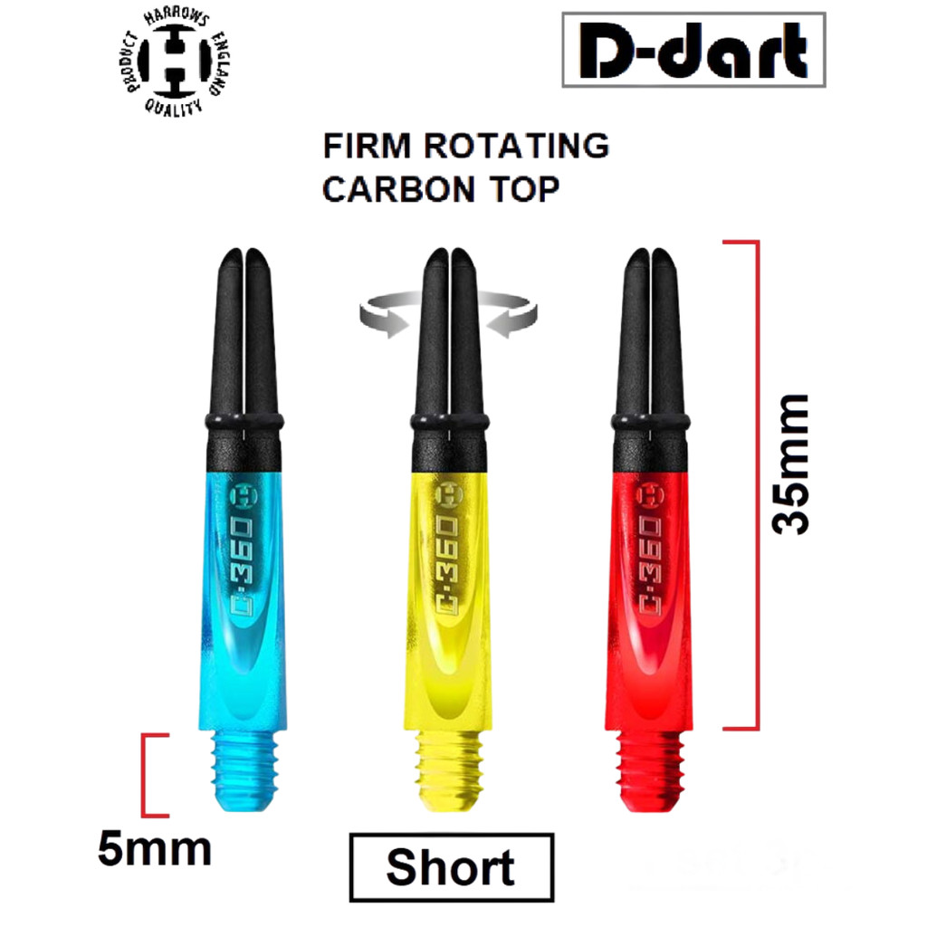 Harrows Dart Shaft CARBON 360 SPIN SHAFTS Polycarbonate Carbon Top
