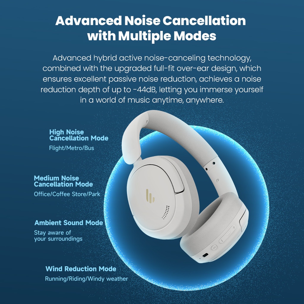 Edifier W60 Wireless Headphones | Hybrid Active Noise Cancellation ...