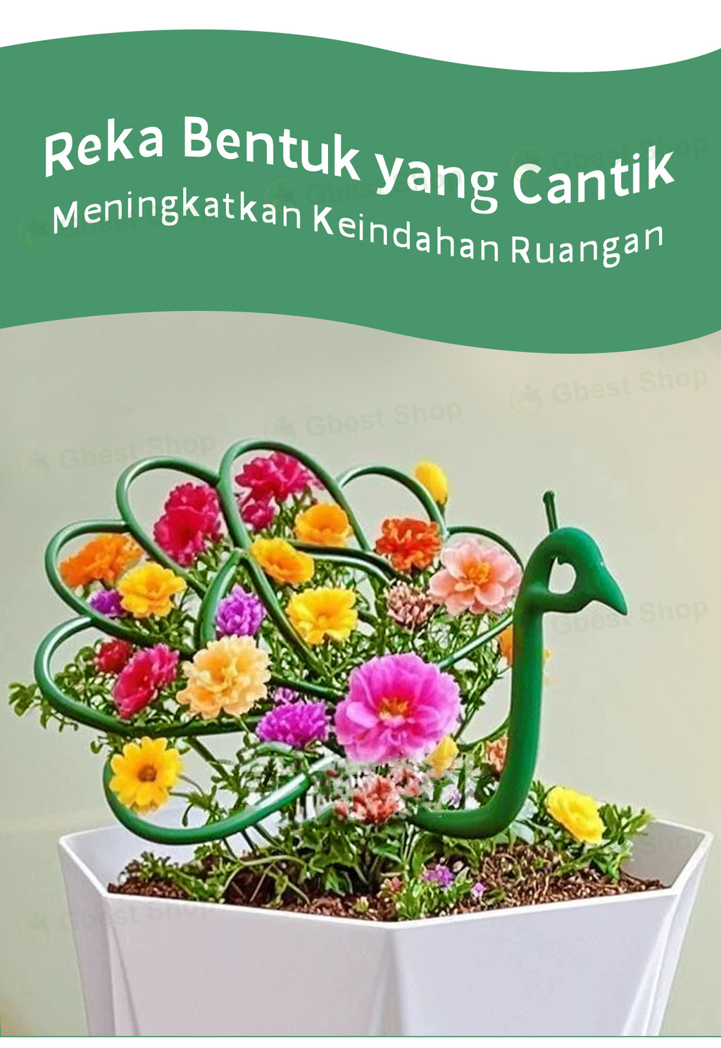 Gbest Penyokong Pokok Bentuk Merak Peacock Plant Support Stand stick ...