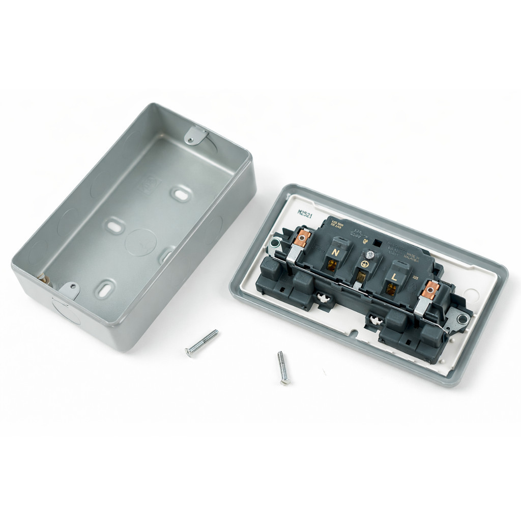MK K2977 K2946 1Gang/2Gang Metal Clad 250V 13A Electric Power Socket ...