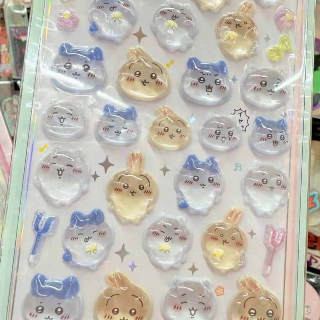 Pelekat Chiikawa Kristal PVC Baharu 3D Pelekat Usagi Shiba Chiikawa ...
