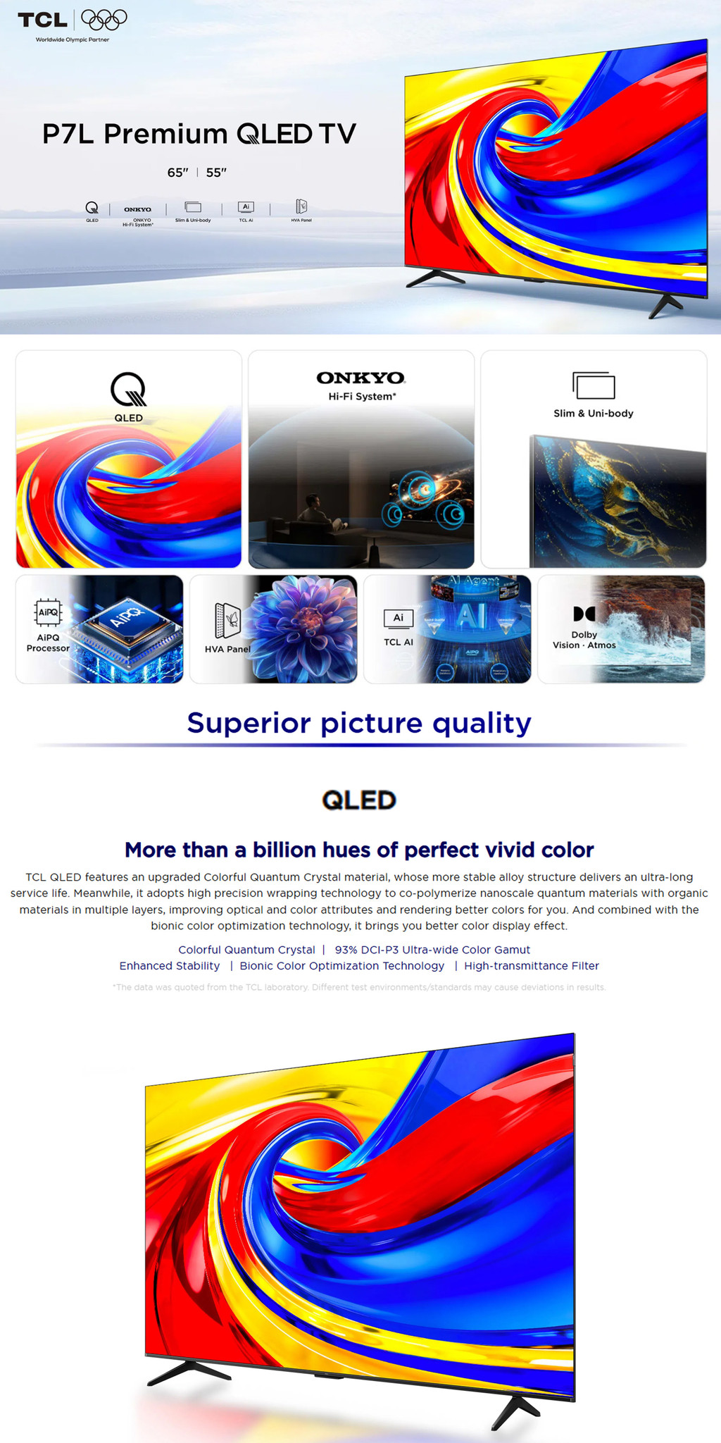 [FREE SHIPPING] TCL P7L 120HZ DLG Premium QLED Google TV 55P7L 65P7L 55 ...
