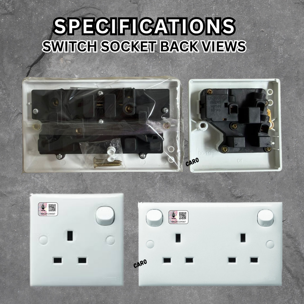 (SIRIM) 13A Single & Double Switch Socket | Plug Socket Dinding | Lamp ...