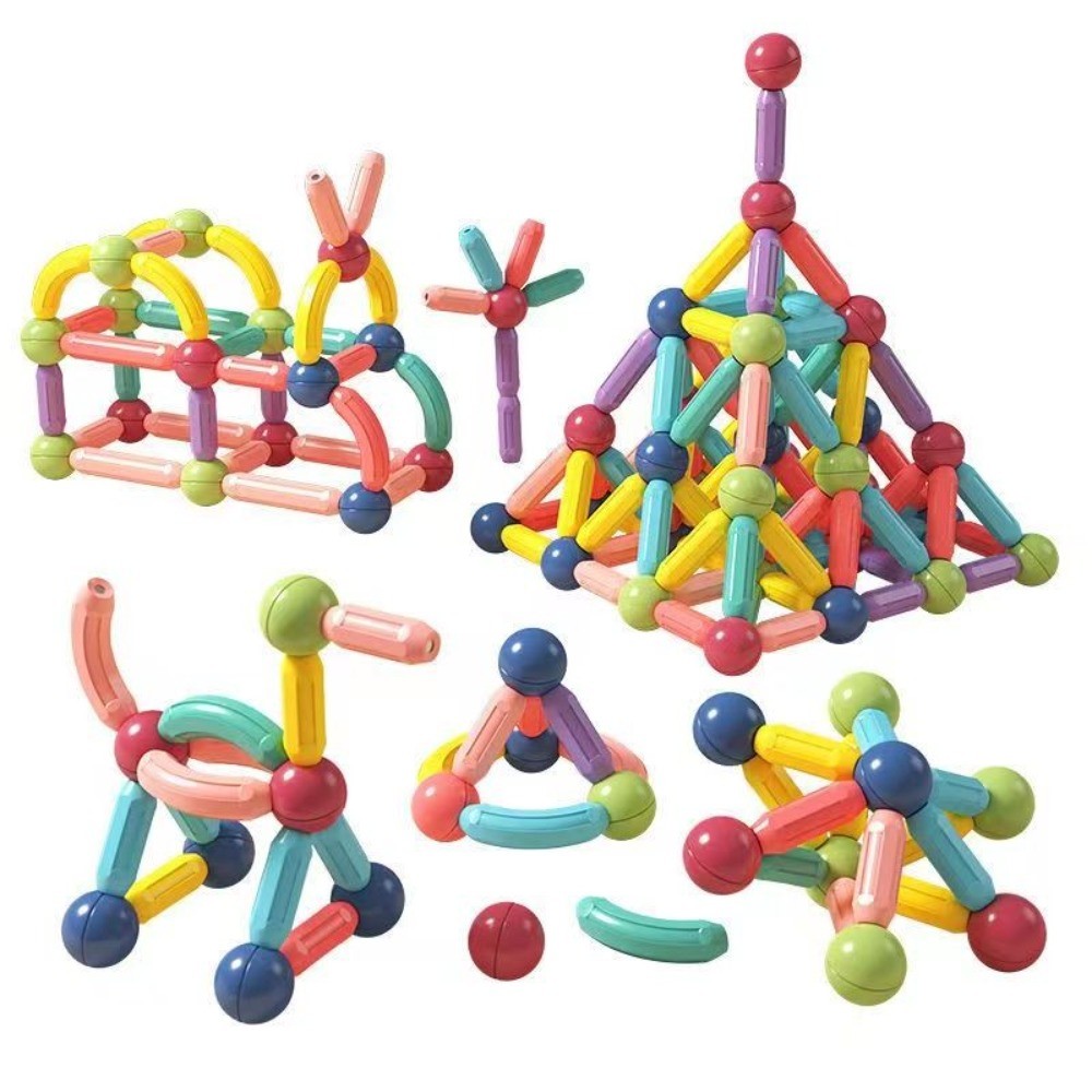 130pcs Kids Magnetic Stick and Ball Building Blocks with Storage Box ...