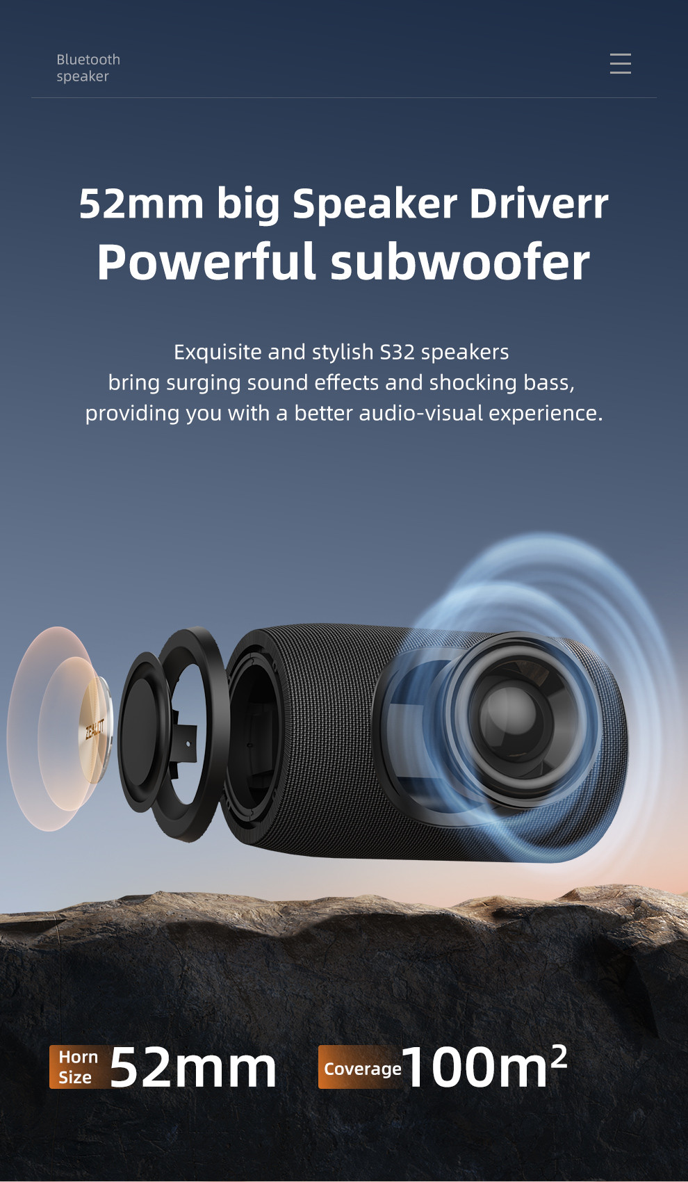 New ZEALOT Wireless Bluetooth Speaker Mini Portable Subwoofer TWS Dual ...
