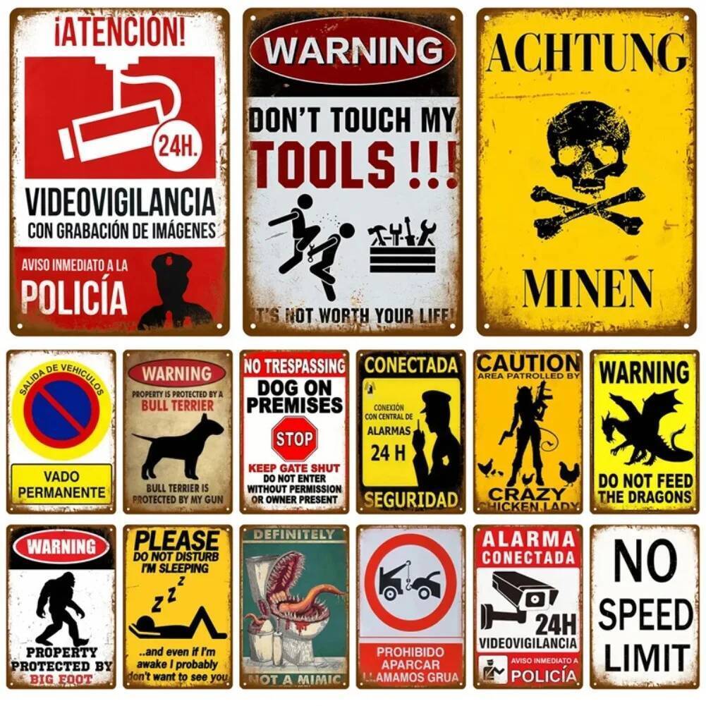 Retro Plates Tin Sign Poster Man Cave Metal Sign Room Vintage Metal ...