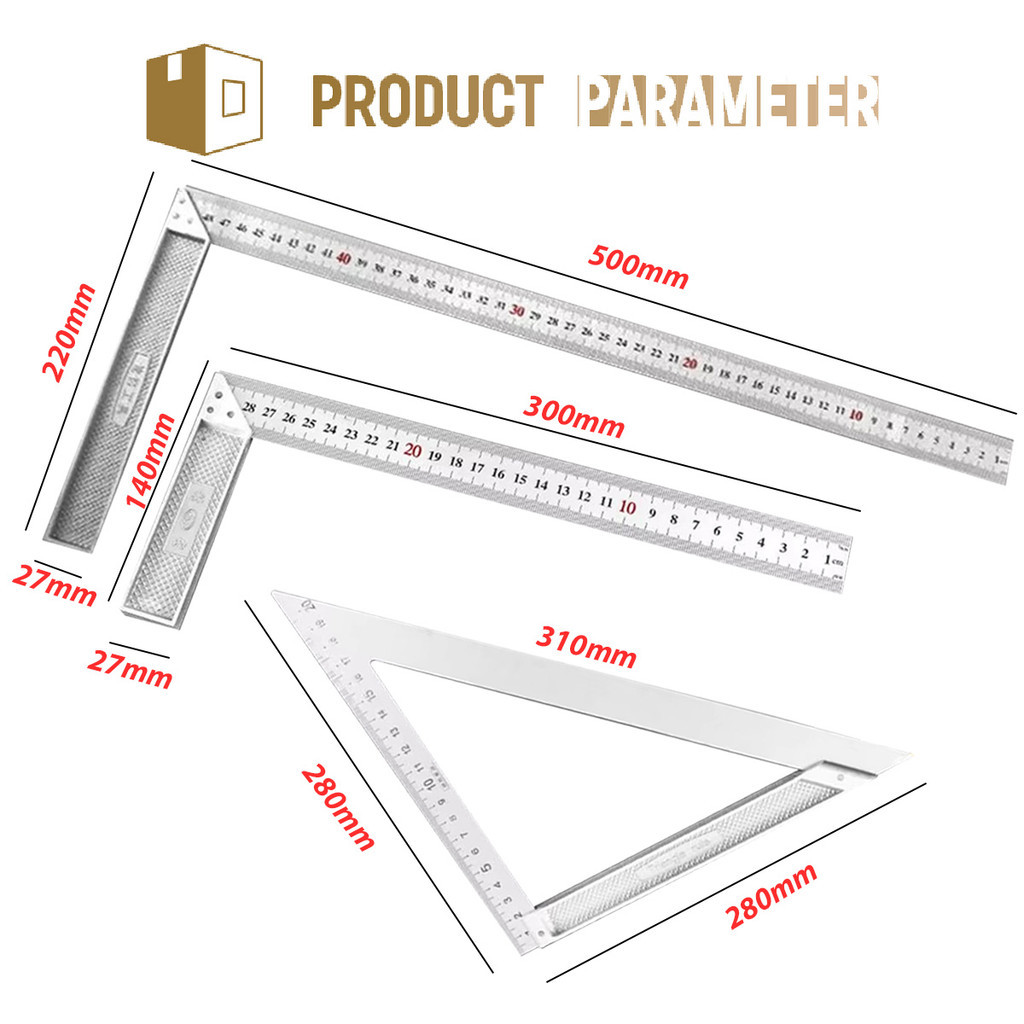 Stainless steel angle ruler 30/50/20cm L Shape Angle Square Ruler 90 ...