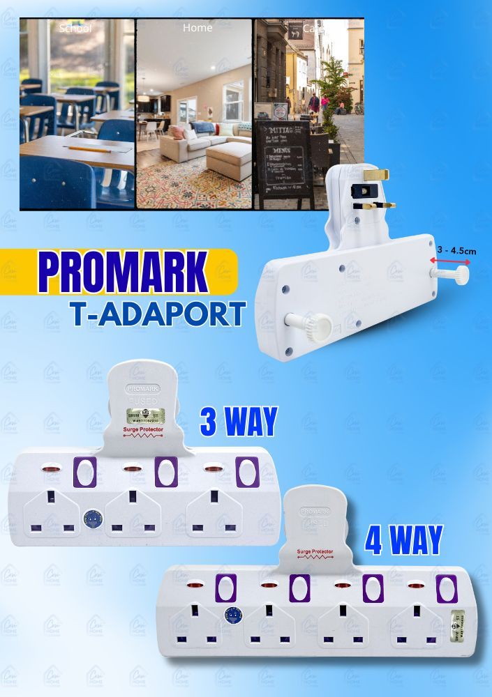 (SIRIM) PROMARK T-ADAPORT Heavy duty extension plug Soket plug with ...