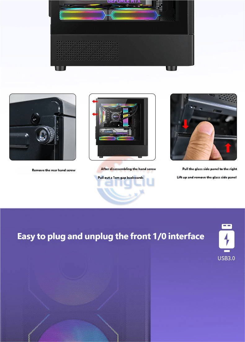 LY Zhuque MINI Gaming PC Case Mesh Front Tempered Glass Side Fit M-ATX ...