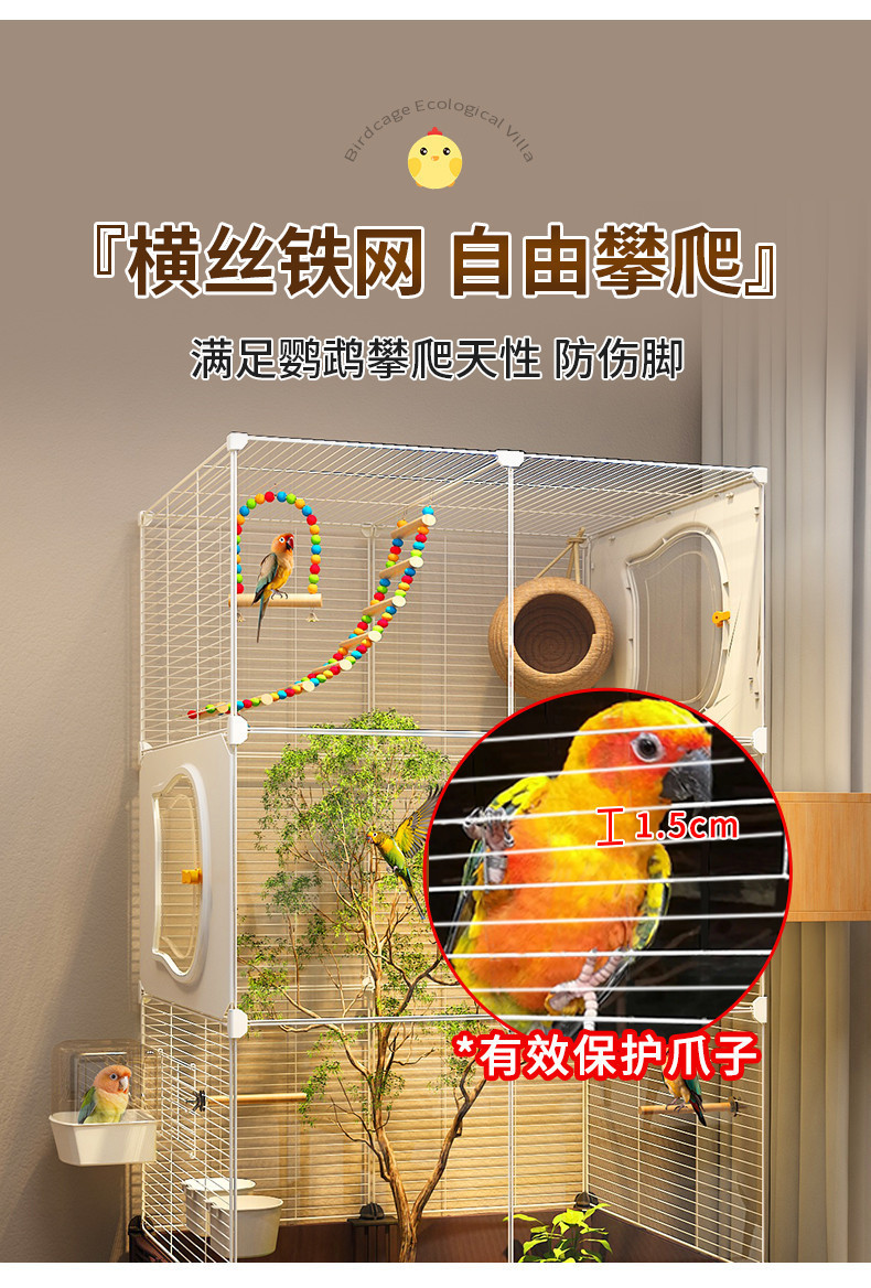 Parrot Cage Eco Villa - Splash-Proof Large Bird Cage for Outdoor/Indoor ...