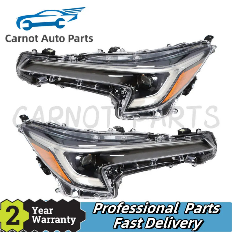 Pair LED Headlights For 2023-2024 Toyota Corolla SE, XLE, XSE – Driver & Passenger Side – Black Housing, Clear Lens