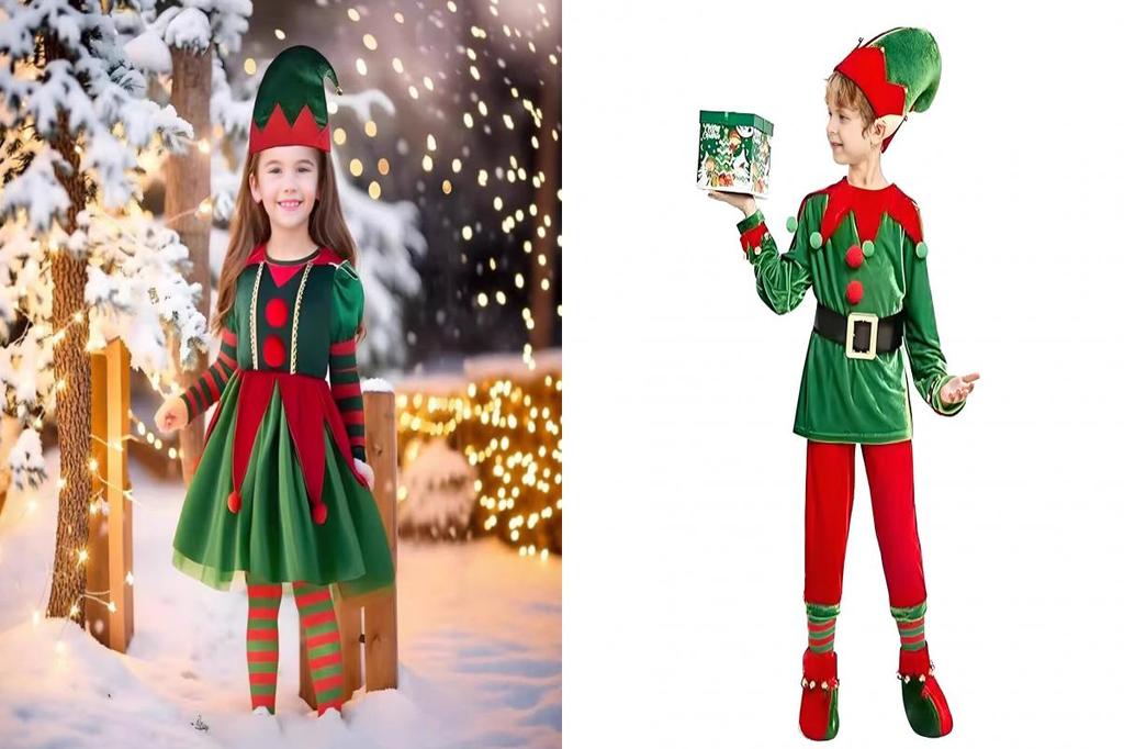 Cute Christmas Elf Dress for Girls Children Christmas Playtime Attire ...