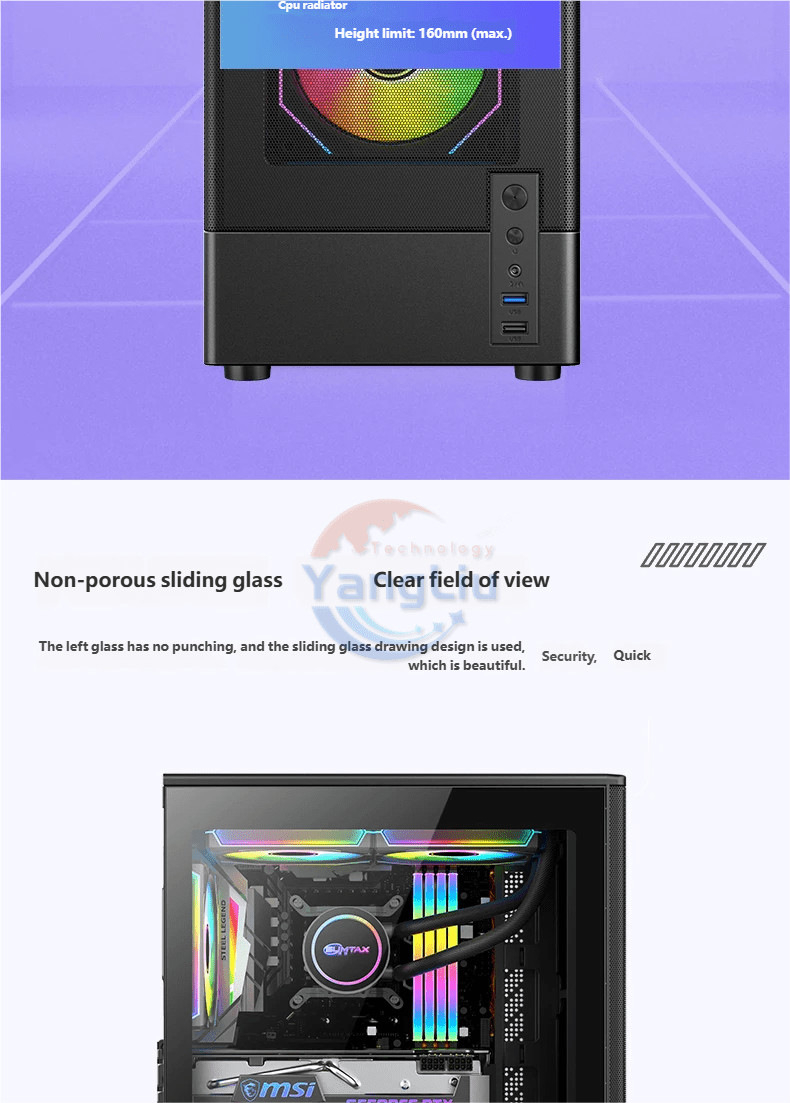LY Zhuque MINI Gaming PC Case Mesh Front Tempered Glass Side Fit M-ATX ...