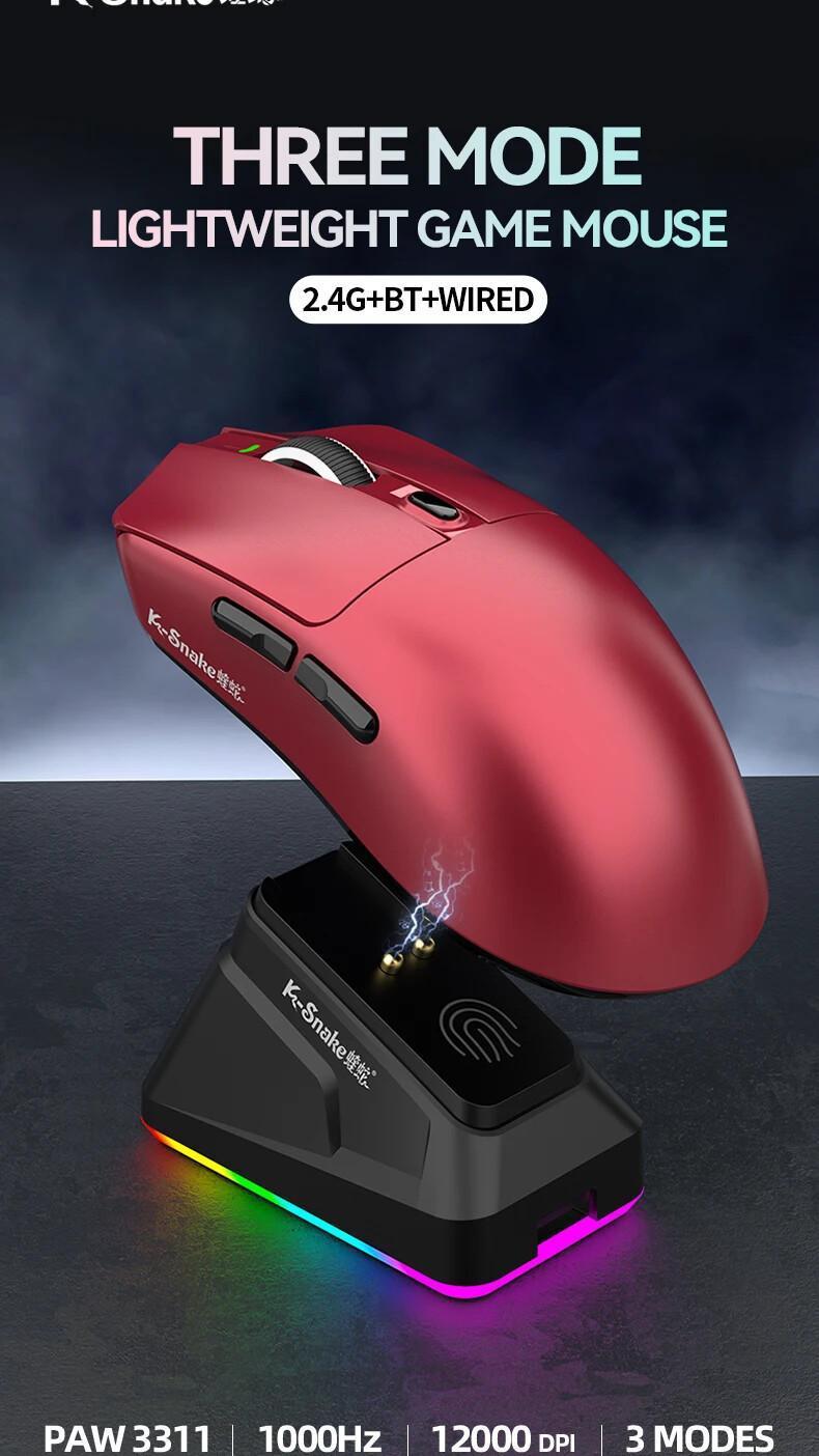 X11 Por Wireless Charging Gaming Mouse PAW3311 Sensor 3-Mode Connection ...