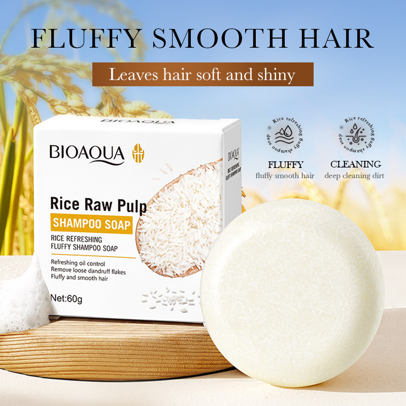BIOAQUA Rice Raw Pulp Shampoo Soap Rice Refreshing Fluffy Oil Control ...