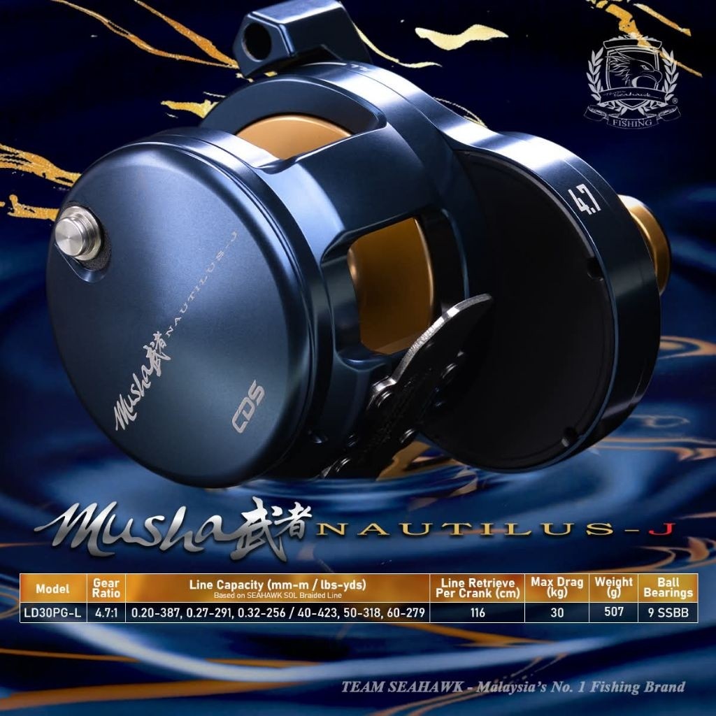 SEAHAWK MUSHA NAUTILUS J LD30PG L LEVER DRAG JIGGING OVERHEAD FISHING ...