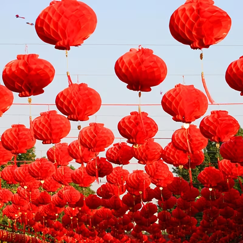 【IN STOCK 】20pcs 中国红福字纸灯笼20件装 Chinese Red Fu Lanterns - 无需安装 宠物友好 ...