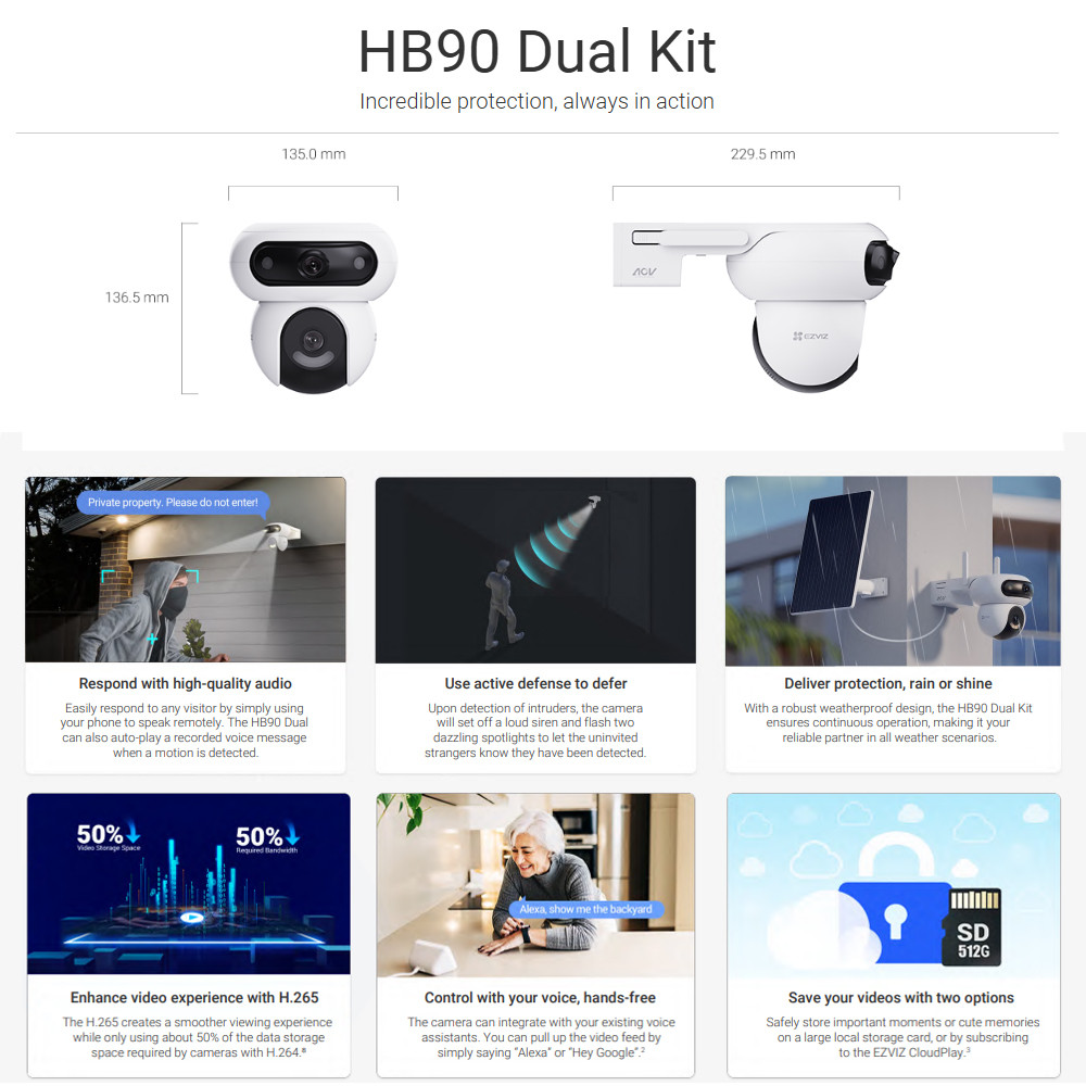 Ezviz HB90 Dual Kit 4MP + 4MP Dual Rotation Pan/Tilt WiFi Outdoor ...