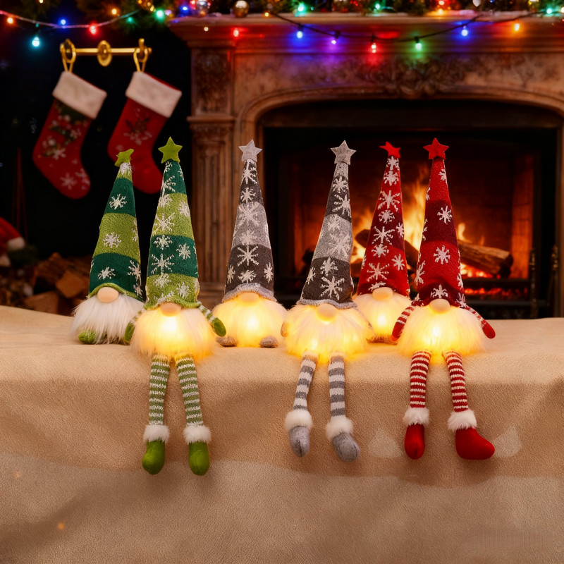 Glowing Christmas Faceless Doll Santa with Light Elf Gnome Glow Plush ...