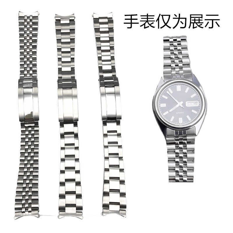 MAMA'S PEARL 19mm 20mm Dag Datum Stijl Stalen Band Fit for Seiko 5