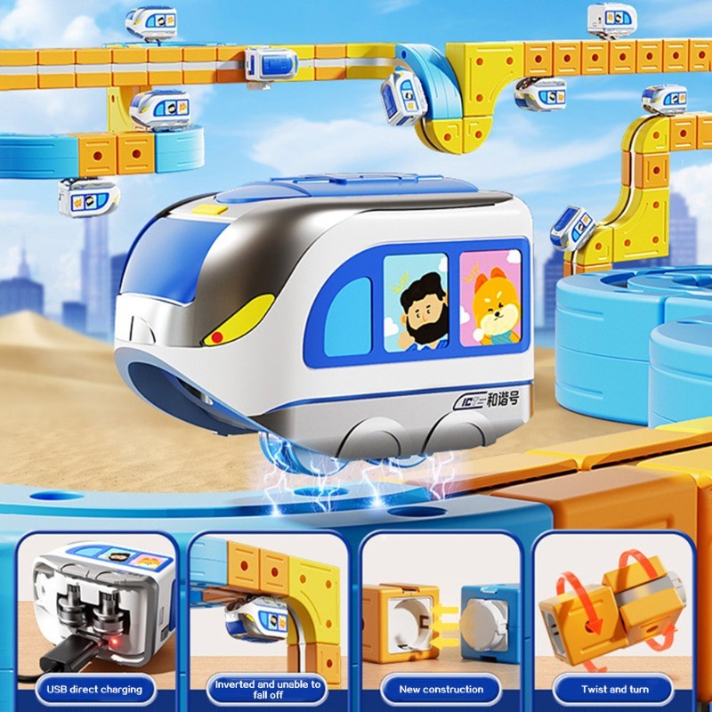 👍DIY Magnetic Train Track Set Toys STEM Building Blocks Vehicle for ...