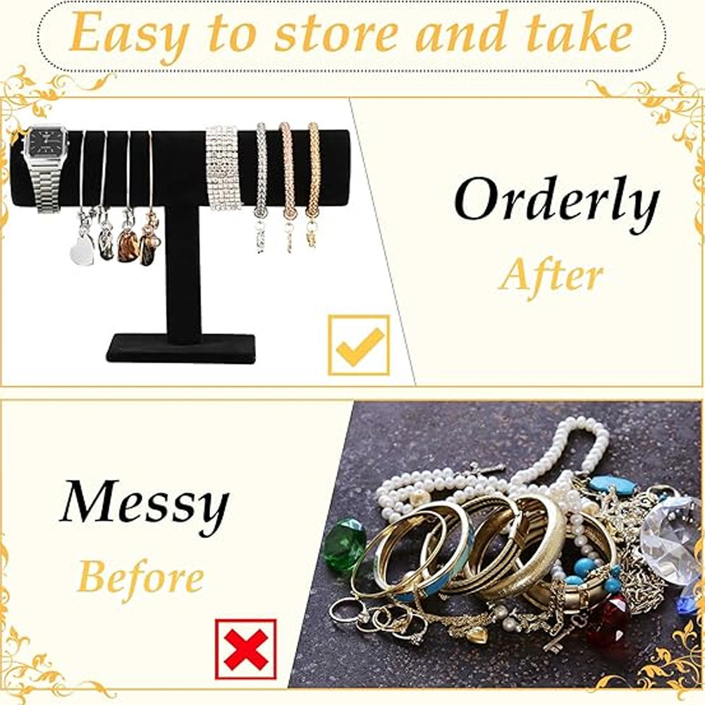 Velvet Bracelet Chain Watch T-Bar Rack Jewelry Display Stand Holder ...