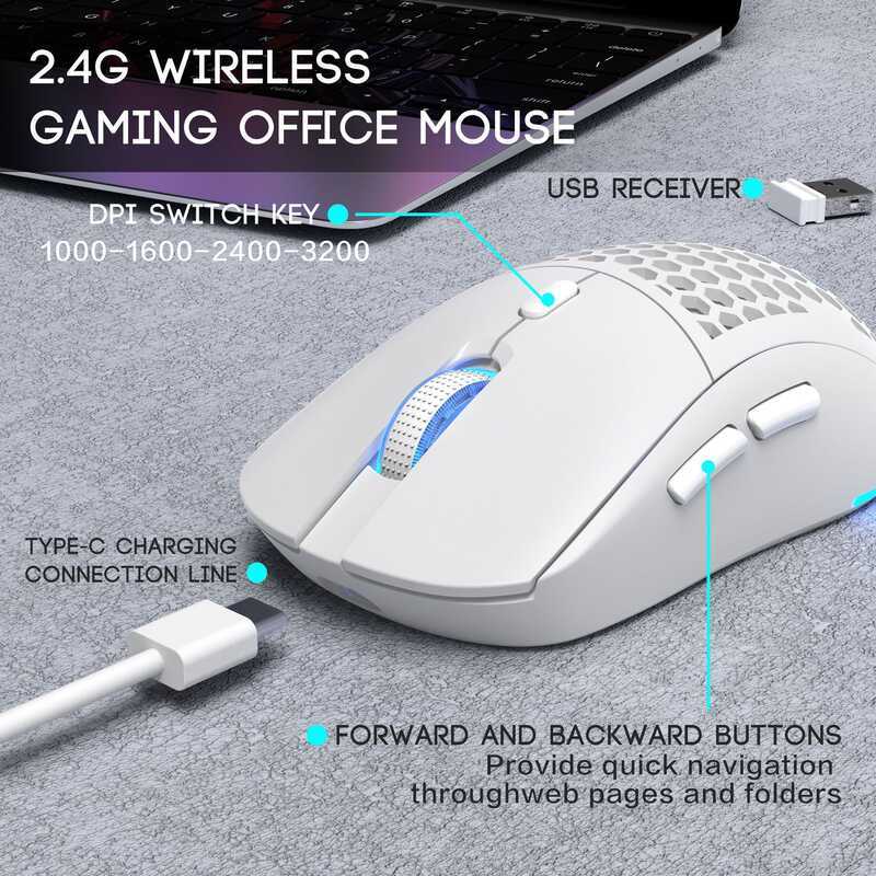 Illuminated Creative Hole Mouse Wireless Gaming Mouse RGB Lightweight ...