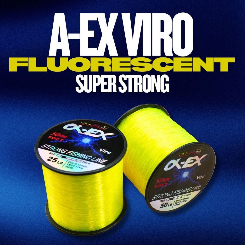 A-EX Viro Fluorescent Green Spool Fishing Line Tangsi Nylon Tali ...