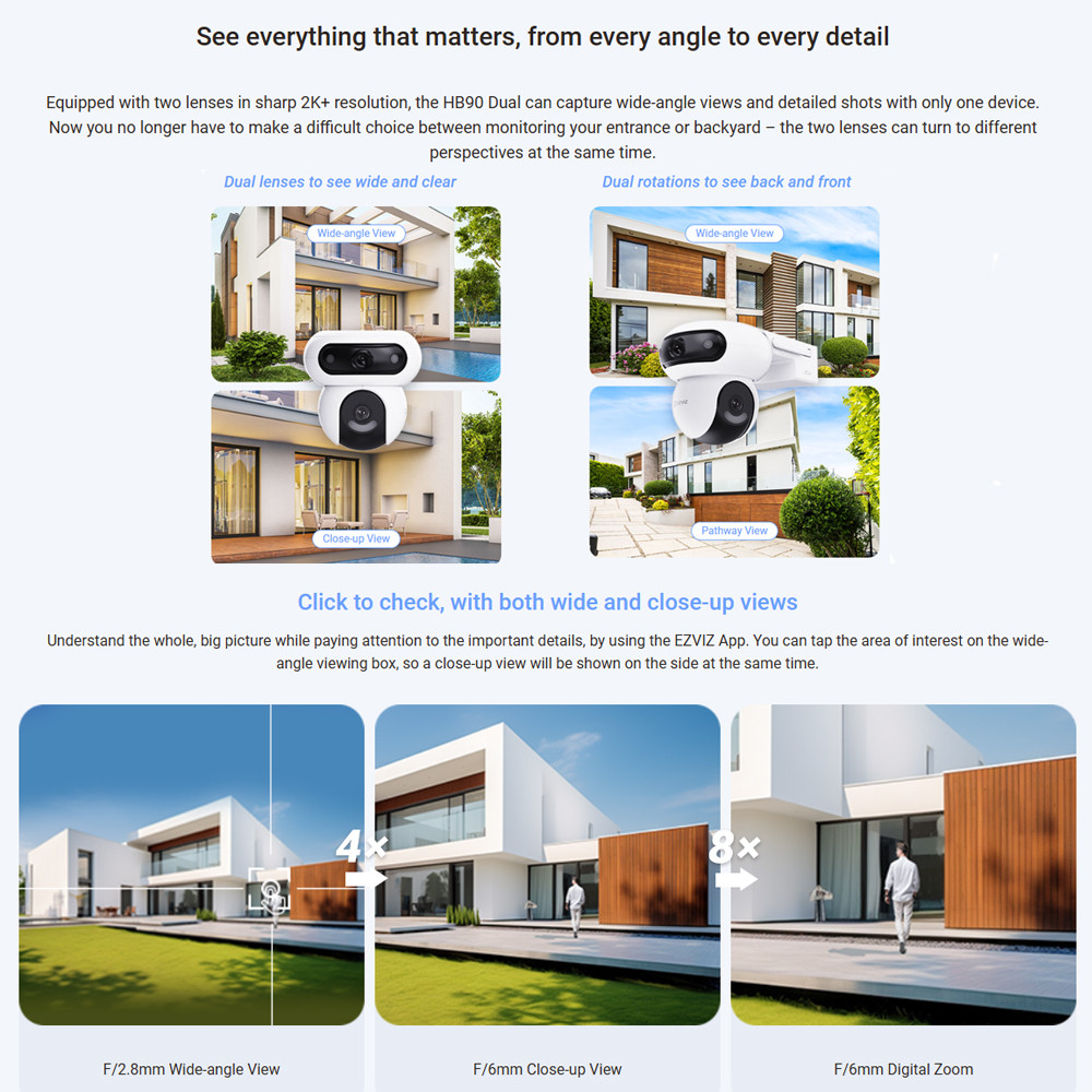 Ezviz HB90 Dual Kit 4MP + 4MP Dual Rotation Pan/Tilt WiFi Outdoor ...