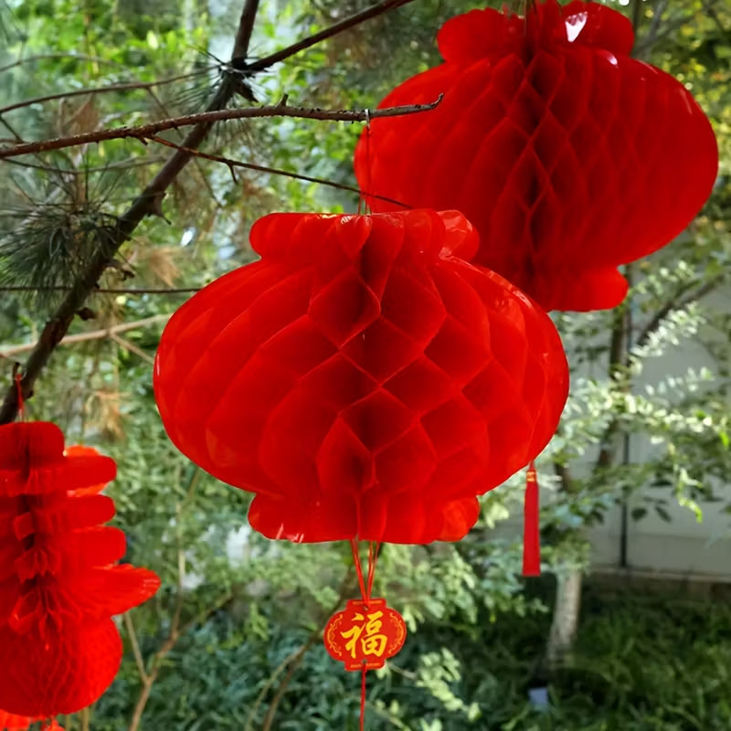 【IN STOCK 】20pcs 中国红福字纸灯笼20件装 Chinese Red Fu Lanterns - 无需安装 宠物友好 ...