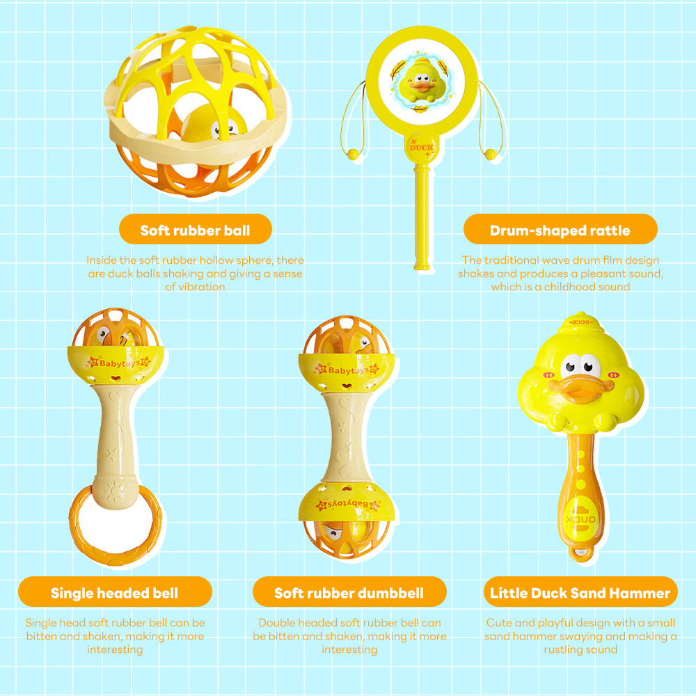Oni Yellow Duck Baby Rattle Stick Toy Soft Silicone BPA free Baby ...