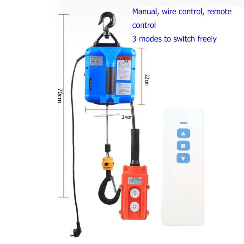 3in1 Portable Electric Hoist 220V Wireless Remote Control Winch Crane ...
